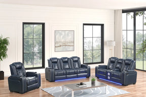 Stefano Blue 3-Piece Reclining Living Room Set by Happy Homes at Eve Furniture