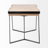 Steinbeck Light Brown Wooden Iron Frame Office Desk by Mercana at Eve Furniture