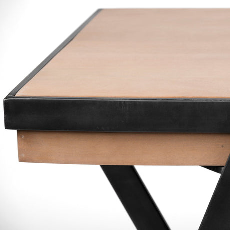Steinbeck Light Brown Wooden Iron Frame Office Desk by Mercana at Eve Furniture