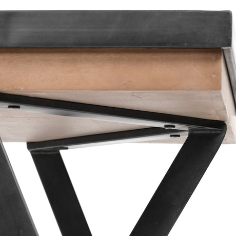 Steinbeck Light Brown Wooden Iron Frame Office Desk by Mercana at Eve Furniture