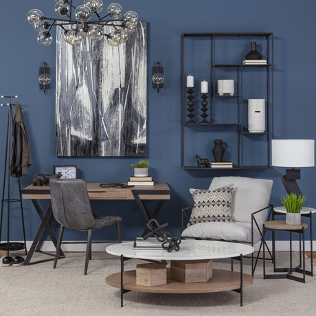 Steinbeck Light Brown Wooden Iron Frame Office Desk by Mercana at Eve Furniture