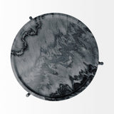 Stella 17L x 17W Gray Round Marble Top W/Black Base Accent Table by Mercana at Eve Furniture