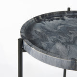 Stella 17L x 17W Gray Round Marble Top W/Black Base Accent Table by Mercana at Eve Furniture