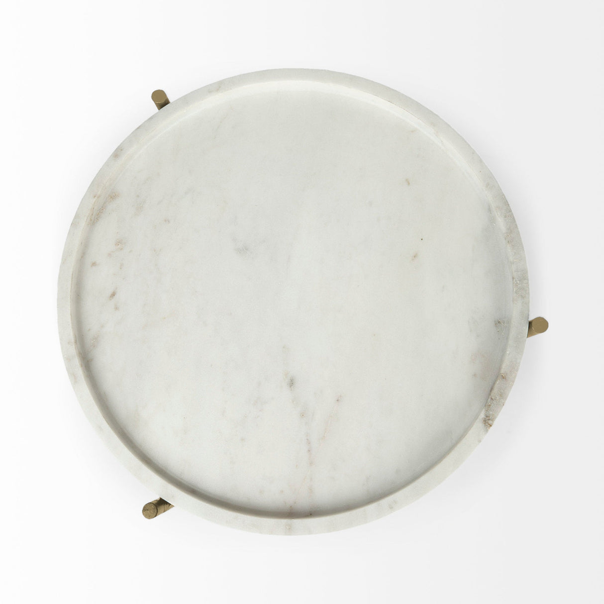 Stella 17L x 17W White Round Marble Top W/Gold Base Accent Table by Mercana at Eve Furniture