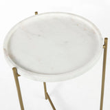 Stella 17L x 17W White Round Marble Top W/Gold Base Accent Table by Mercana at Eve Furniture