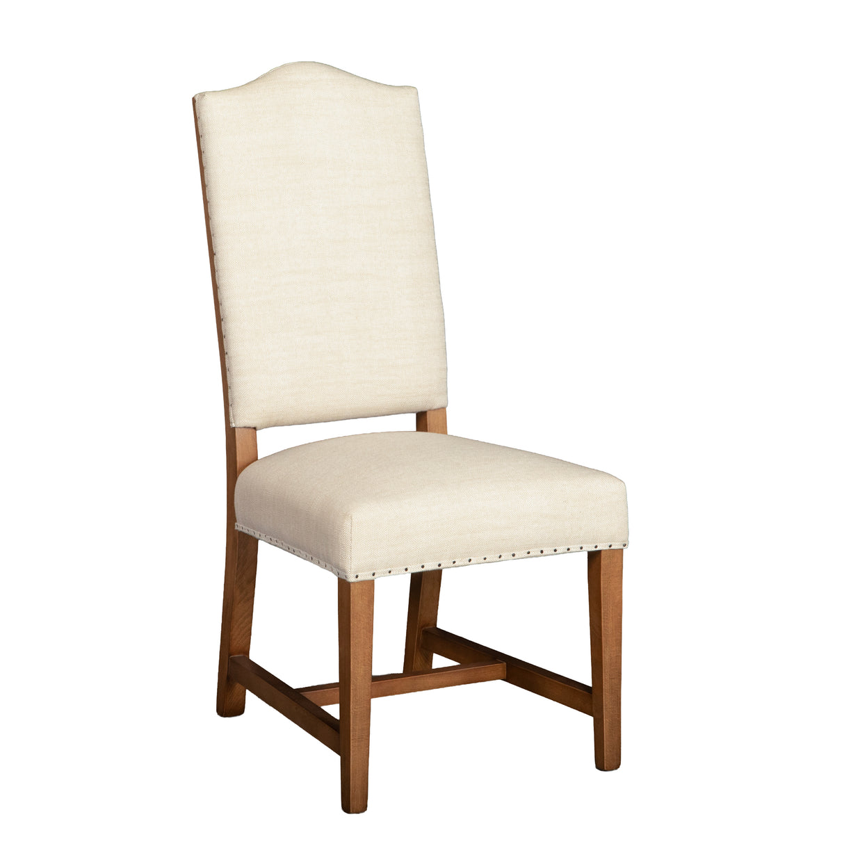 Stella 21" Camelback Dining Chair in Natural Linen with Earth Legs