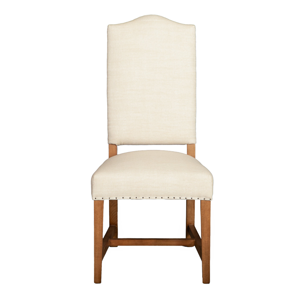 Stella 21" Camelback Dining Chair in Natural Linen with Earth Legs