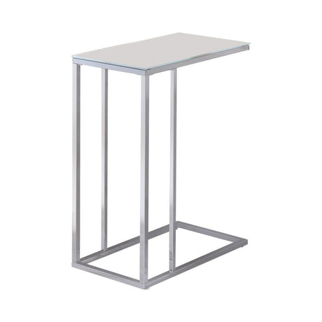Stella Chrome/White Glass Top Accent Table by Coaster at Eve Furniture