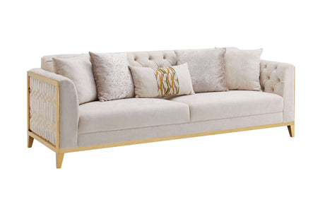 Stella Cream/Gold Living Room Set by Cosmos Furniture at Eve Furniture