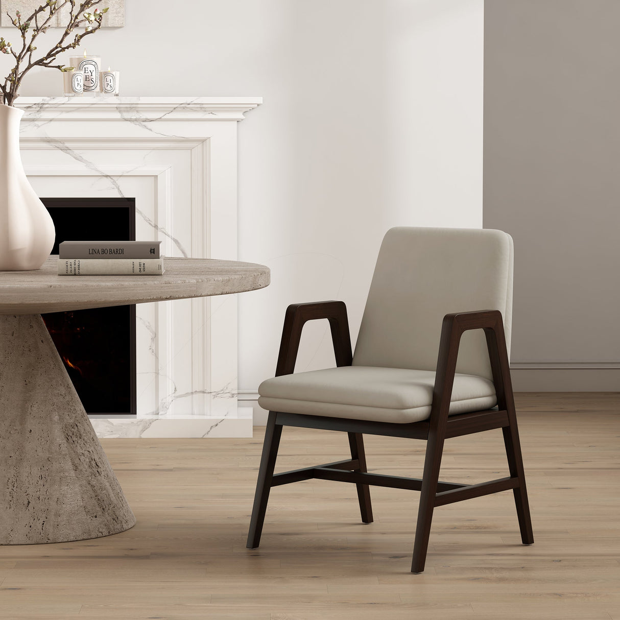 Stella Dining Armchair in Champagne by Manhattan Comfort at Eve Furniture