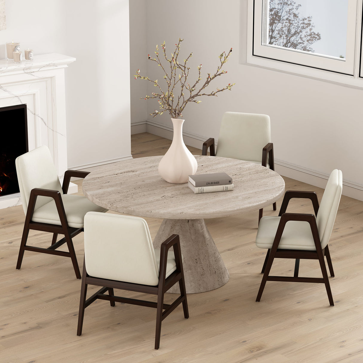 Stella Dining Armchair in Cream (set of 4) by Manhattan Comfort at Eve Furniture
