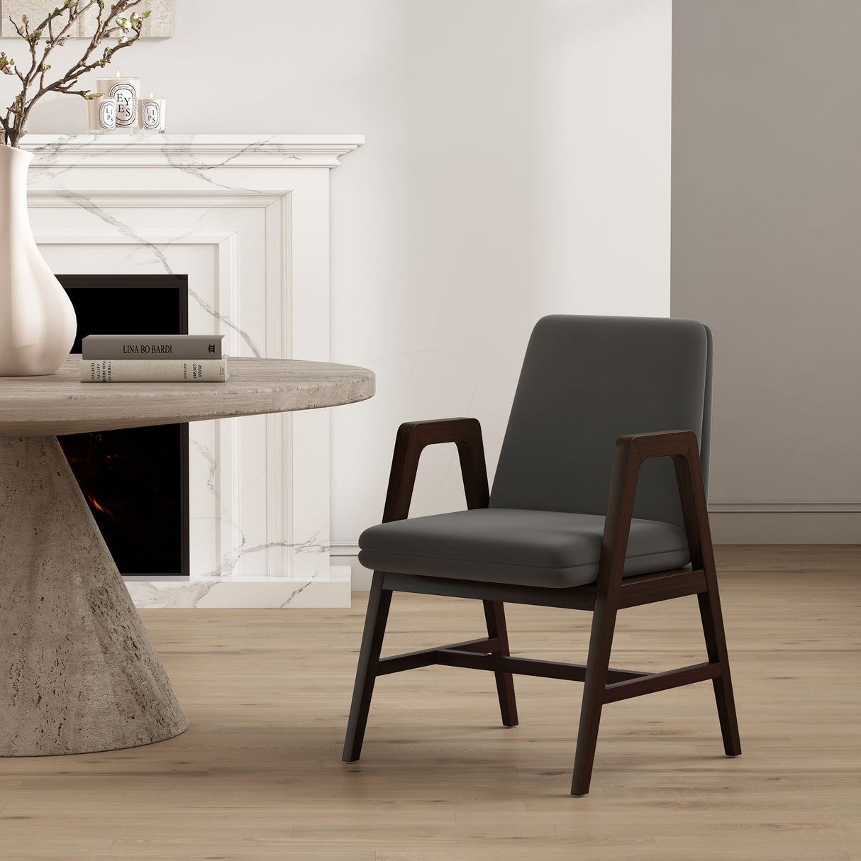 Stella Dining Armchair in Graphite by Manhattan Comfort at Eve Furniture