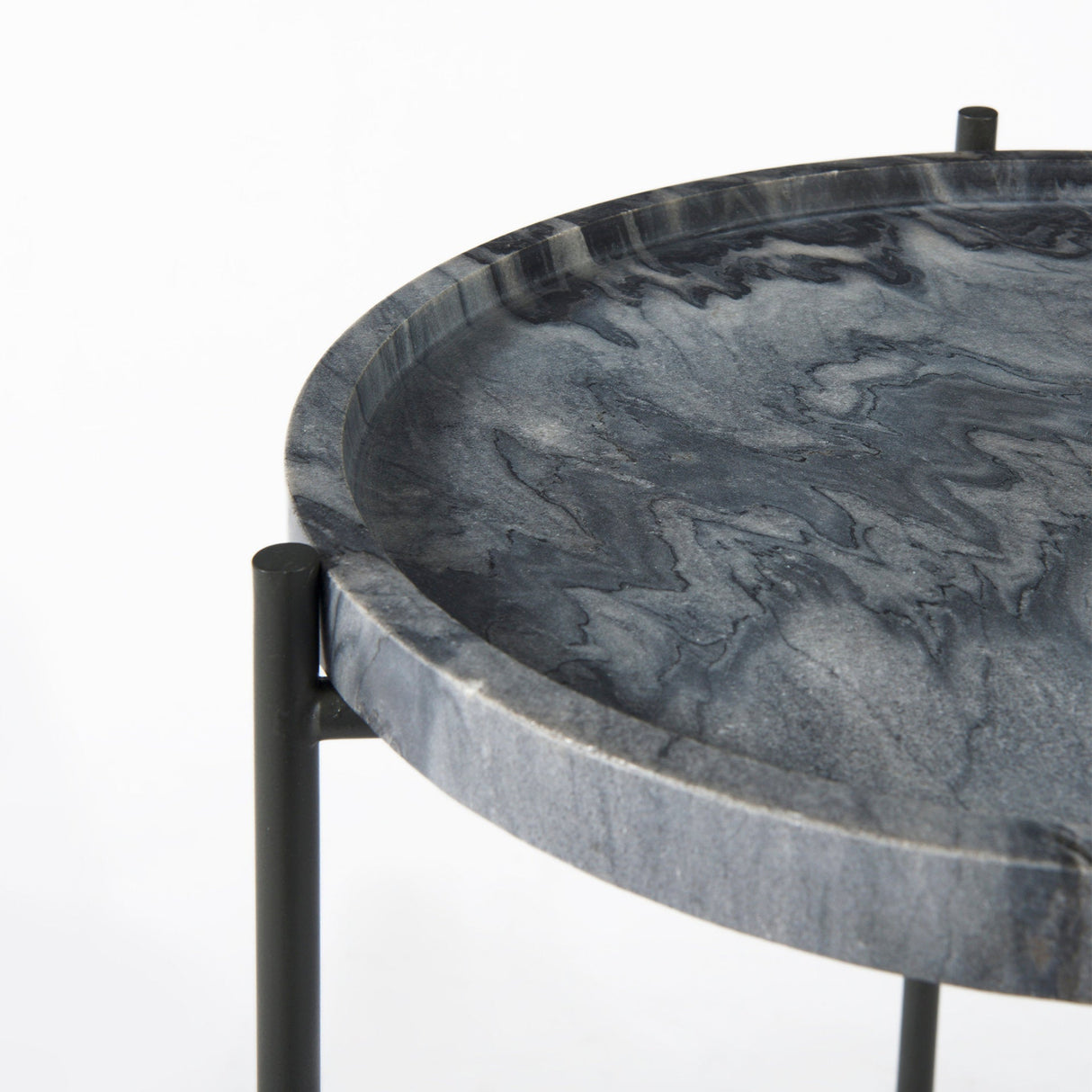 Stella Gray Round Marble Top W/Black Base Accent Table by Mercana at Eve Furniture