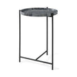 Stella Gray Round Marble Top W/Black Base Accent Table by Mercana at Eve Furniture