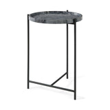 Stella Gray Round Marble Top W/Black Base Accent Table by Mercana at Eve Furniture