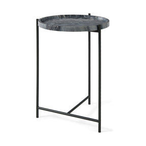 Stella Gray Round Marble Top W/Black Base Accent Table by Mercana at Eve Furniture