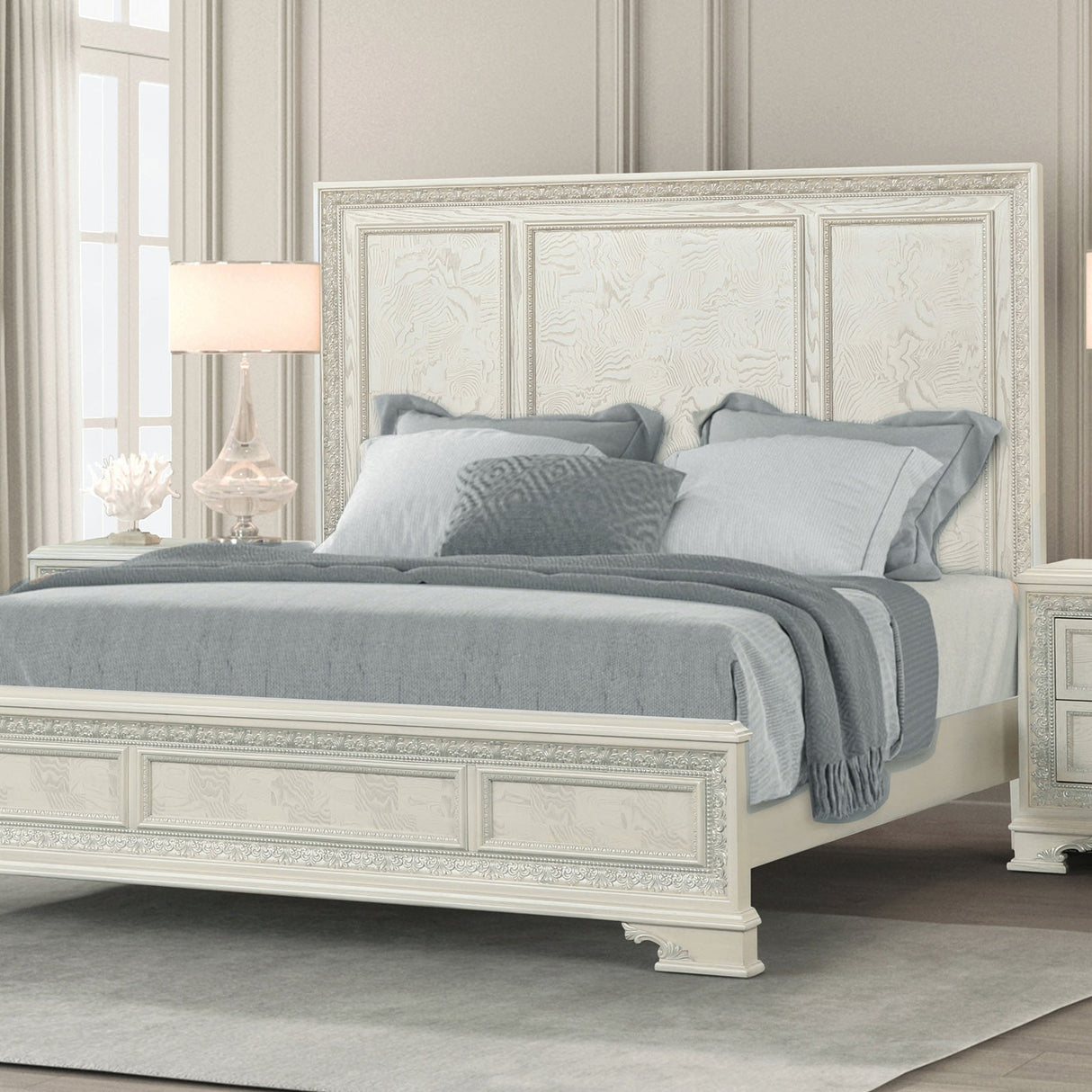 Stella Mia Creamy White King Bed by Furniture of America at Eve Furniture