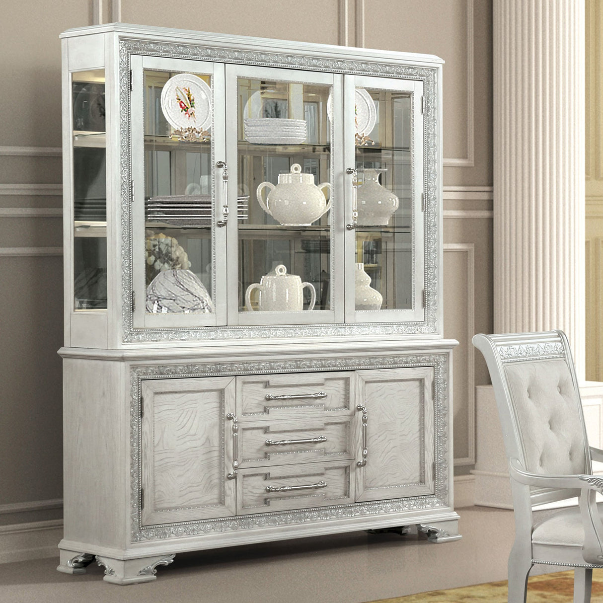 Stella Mia Ivory Hutch Buffet by Furniture of America at Eve Furniture