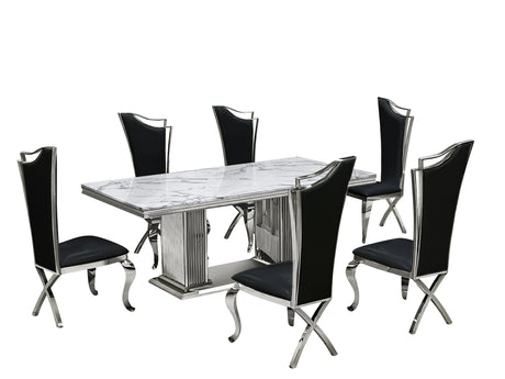 Stella Silver/Black Dining Chairs Set of 2 by Happy Homes at Eve Furniture