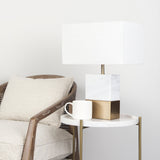 Stella White Round Marble Top W/Gold Base Accent Table by Mercana at Eve Furniture