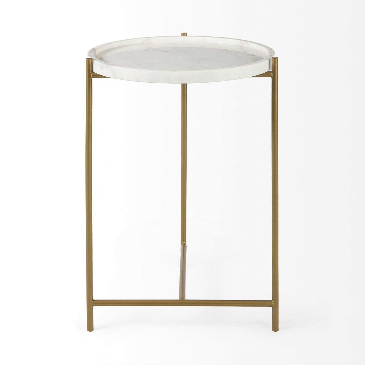 Stella White Round Marble Top W/Gold Base Accent Table by Mercana at Eve Furniture