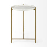 Stella White Round Marble Top W/Gold Base Accent Table by Mercana at Eve Furniture