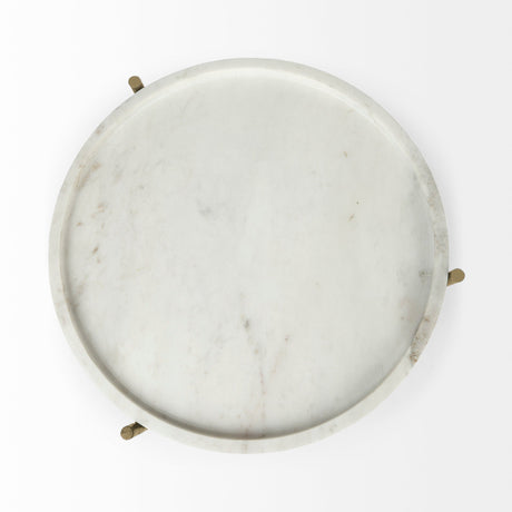 Stella White Round Marble Top W/Gold Base Accent Table by Mercana at Eve Furniture