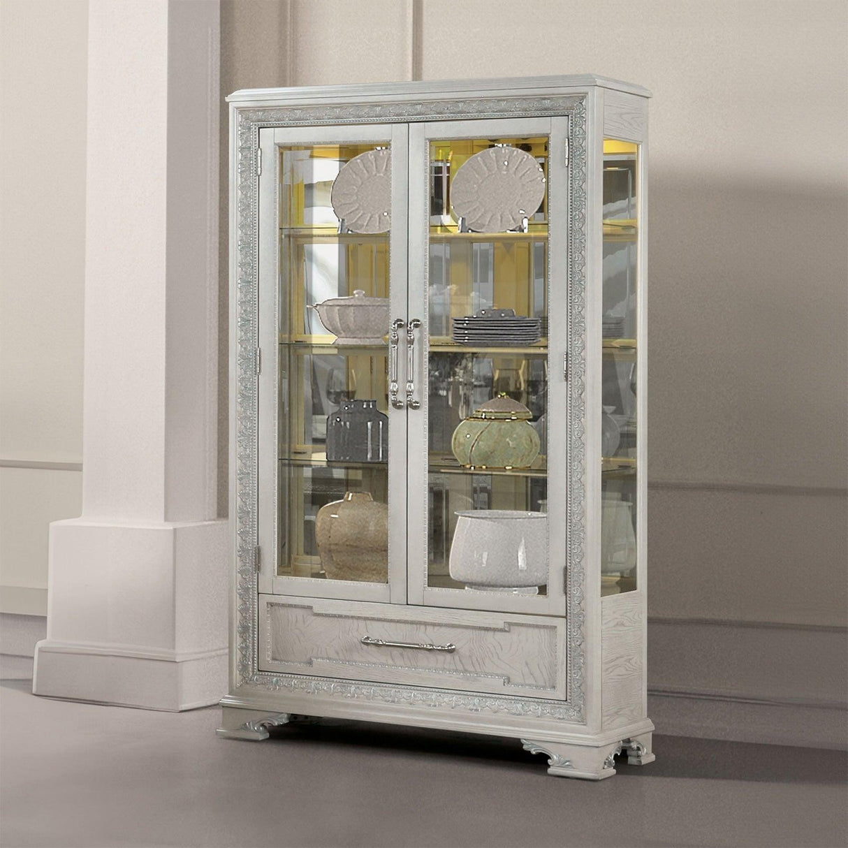 Stella Mia Ivory Curio Cabinet by Furniture of America at Eve Furniture