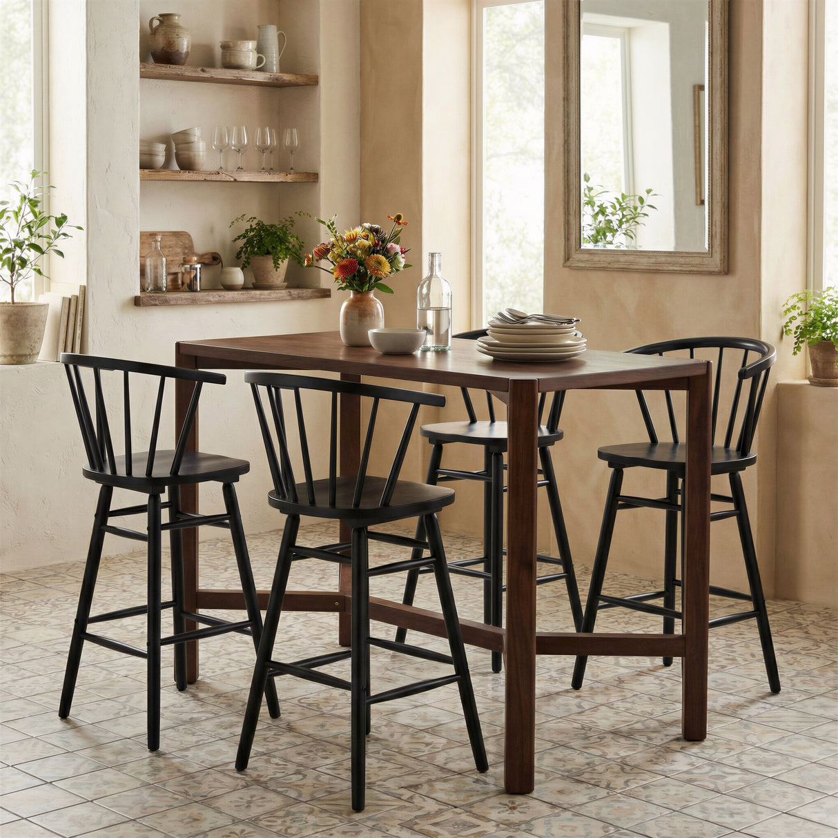 Stenger Black Barstool (Set of 2) by Zuomod at Eve Furniture