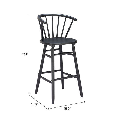 Stenger Black Barstool (Set of 2) by Zuomod at Eve Furniture