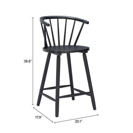 Stenger Black Counter Stool (Set of 2) by Zuomod at Eve Furniture