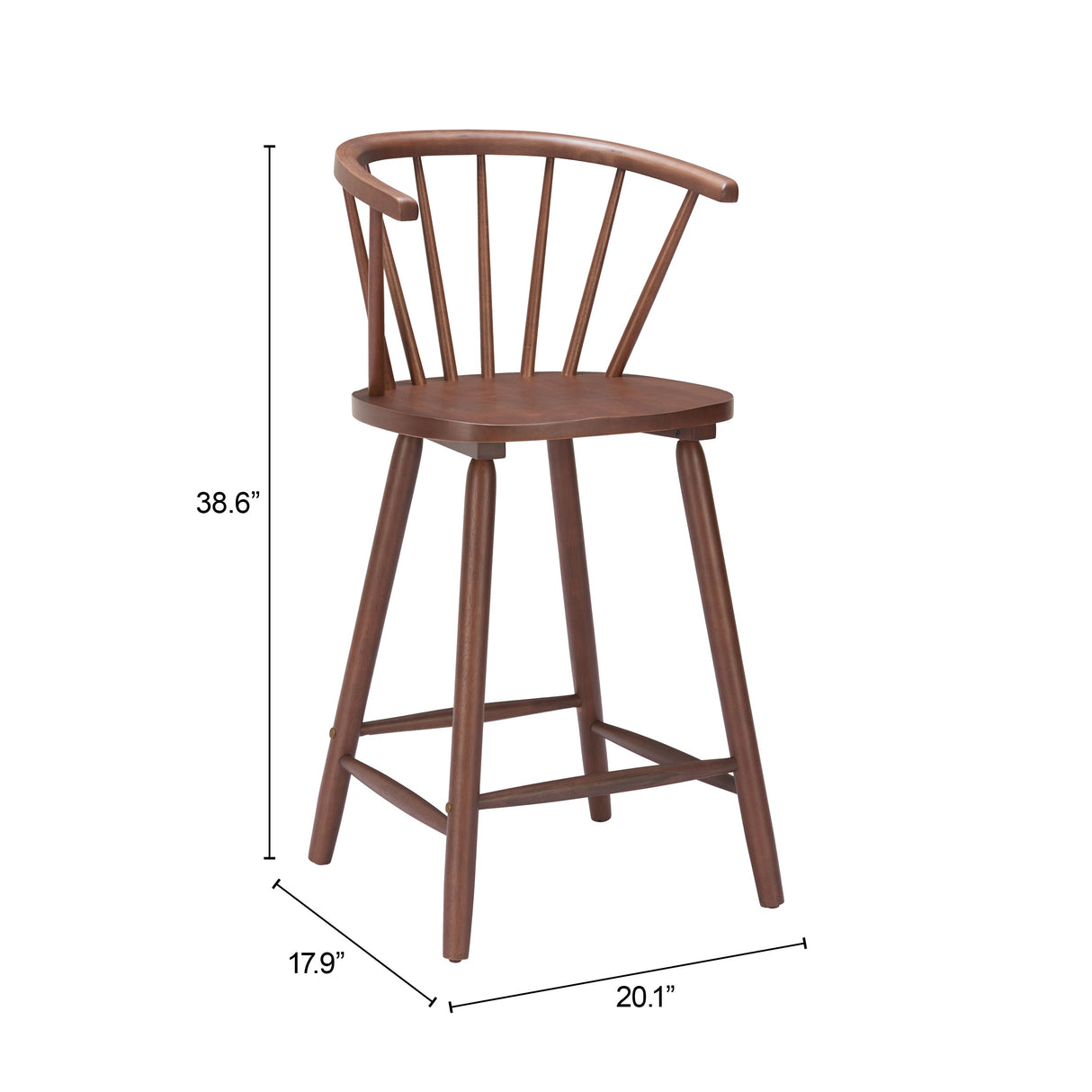 Stenger Walnut Counter Stool (Set of 2) by Zuomod at Eve Furniture