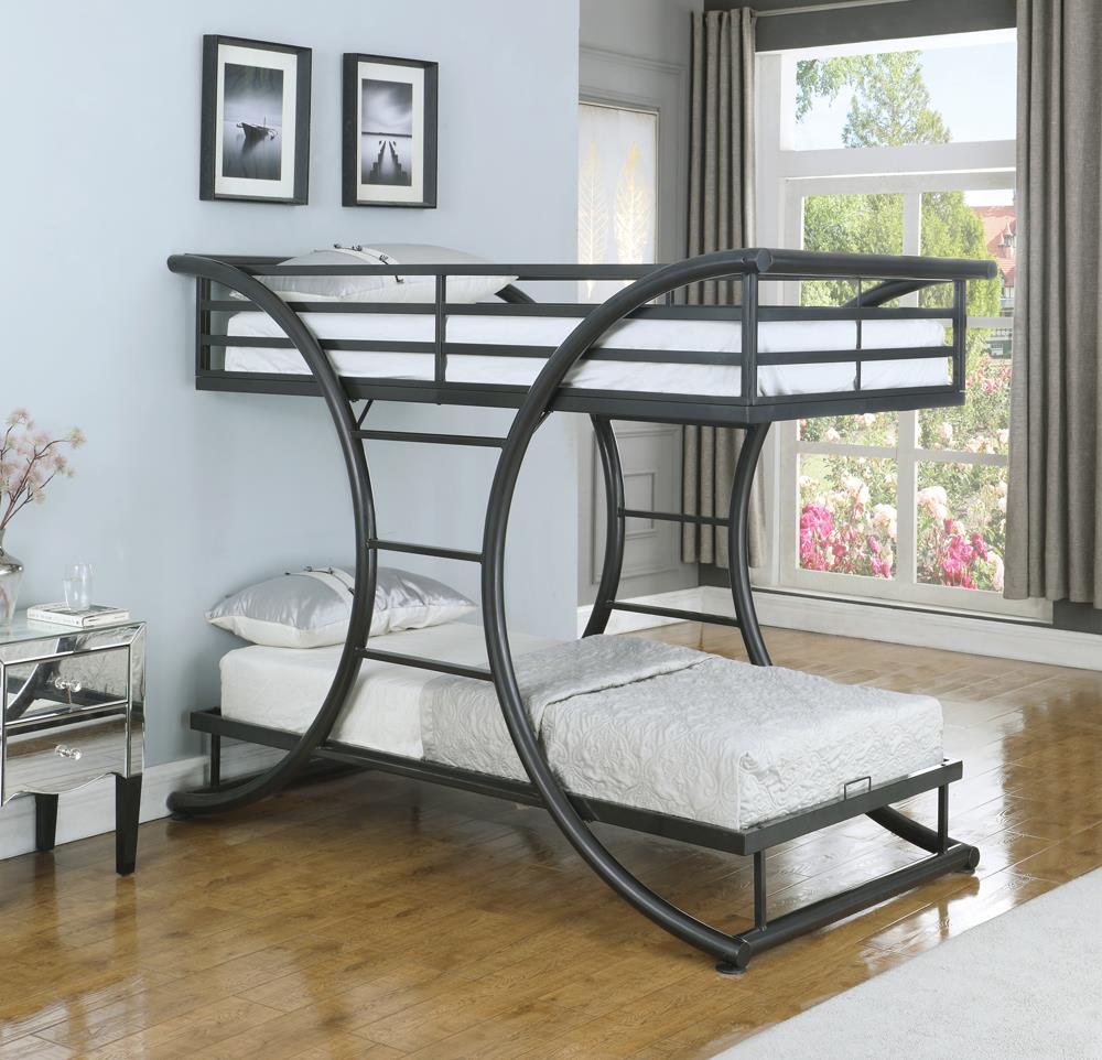 Stephan Gunmetal Twin over Twin Bunk Bed