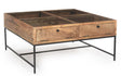 Stephie 4-drawer Square Clear Glass Top Coffee Table Honey Brown by Coaster at Eve Furniture