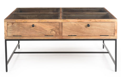 Stephie 4-drawer Square Clear Glass Top Coffee Table Honey Brown by Coaster at Eve Furniture