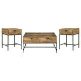 Stephie Honey Brown 3-Piece Square Coffee and End Table Set by Coaster at Eve Furniture