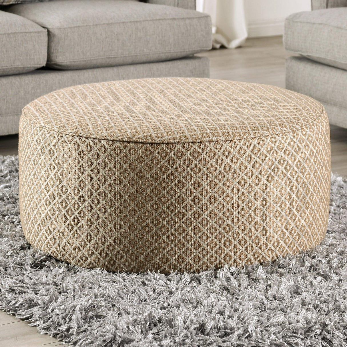 Stephney Gold/Gray Ottoman by Furniture of America at Eve Furniture