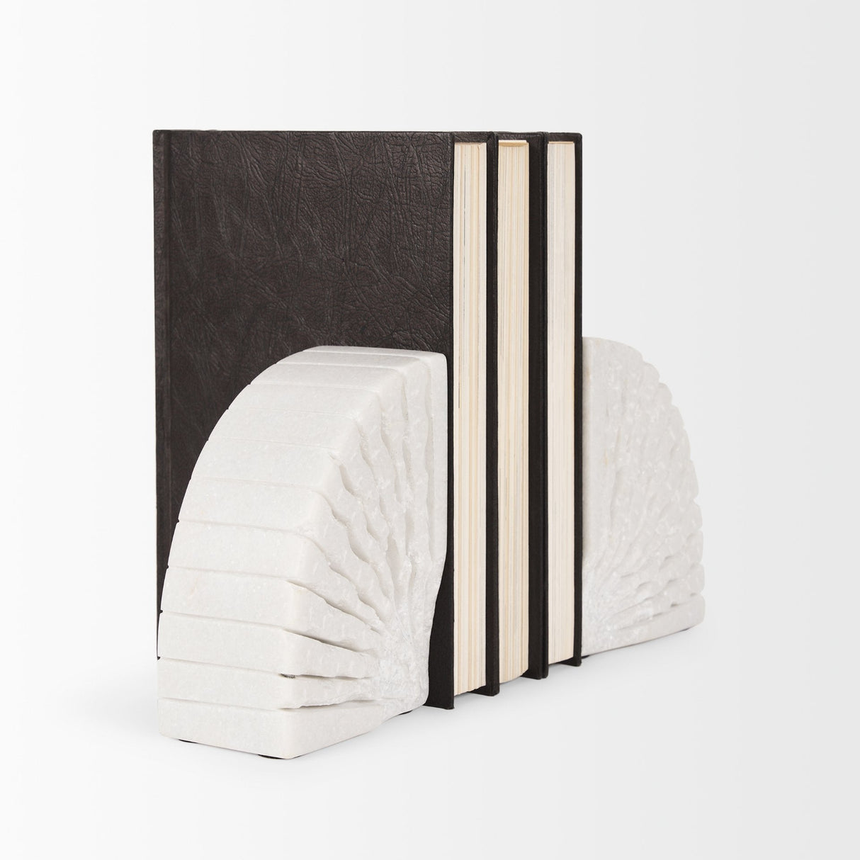 Stept White Marble Bookends w/rough carving (set of 2) by Mercana at Eve Furniture