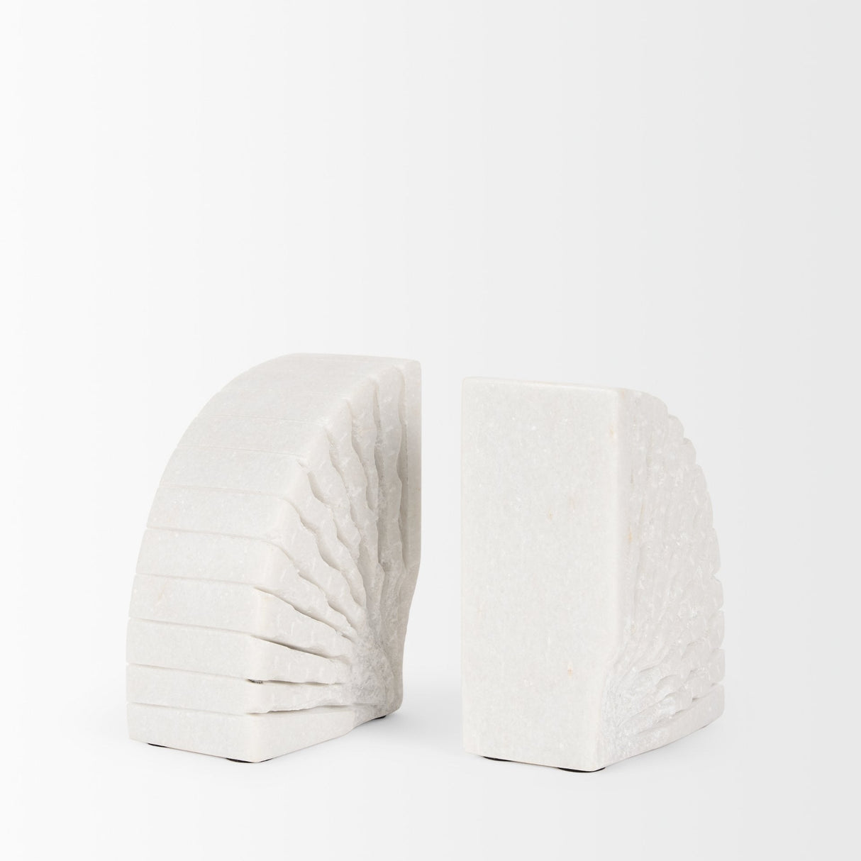 Stept White Marble Bookends w/rough carving (set of 2) by Mercana at Eve Furniture