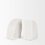 Stept White Marble Bookends w/rough carving (set of 2) by Mercana at Eve Furniture