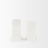 Stept White Marble Bookends w/rough carving (set of 2) by Mercana at Eve Furniture