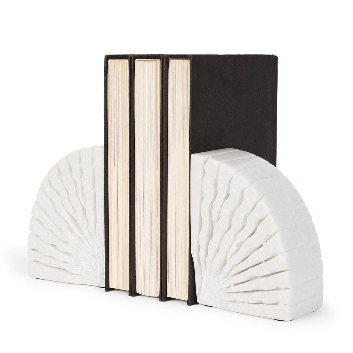 Stept White Marble Bookends w/rough carving (set of 2) by Mercana at Eve Furniture