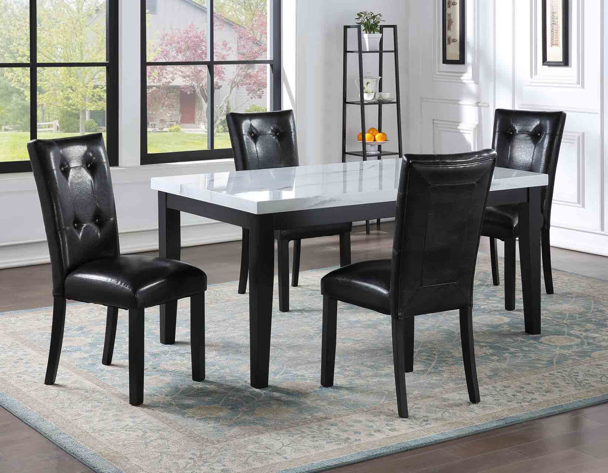 Sterling Cordovan Dark Cherry Marble Top Dining Room Set by Steve Silver at Eve Furniture