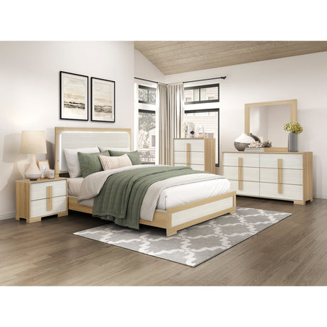 Sterling Natural/White LED Queen Bed by Homelegance at Eve Furniture