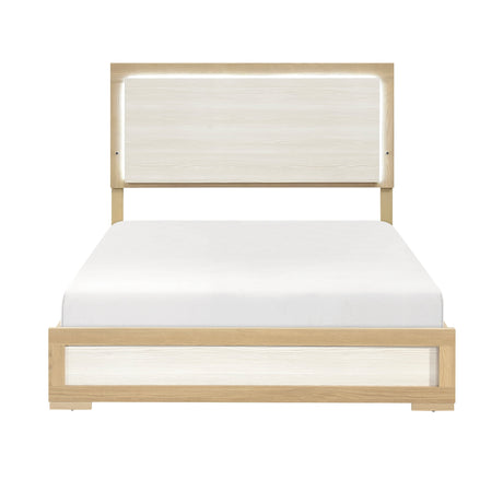 Sterling Natural/White LED Queen Bed by Homelegance at Eve Furniture