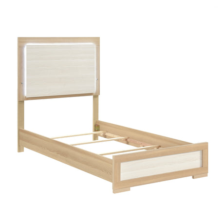 Sterling Natural/White LED Twin Bed by Homelegance at Eve Furniture