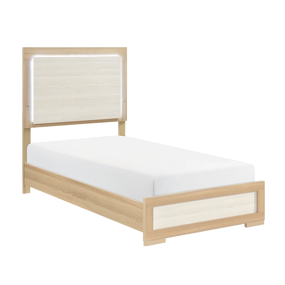 Sterling Natural/White LED Twin Bed by Homelegance at Eve Furniture