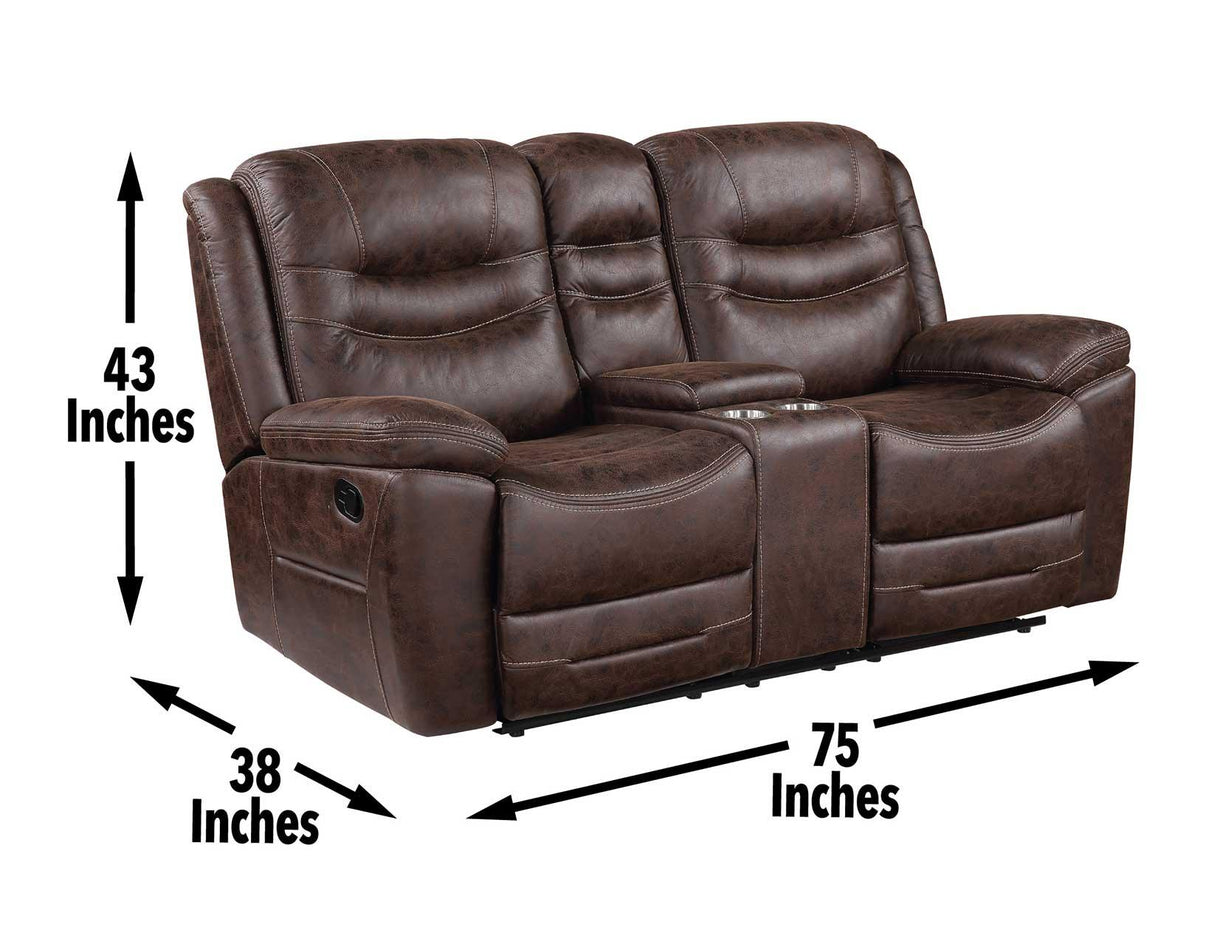 Stetson Manual Reclining Console Loveseat by Steve Silver at Eve Furniture
