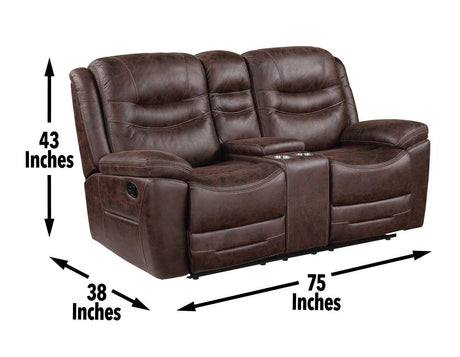 Stetson Manual Reclining Console Loveseat by Steve Silver at Eve Furniture