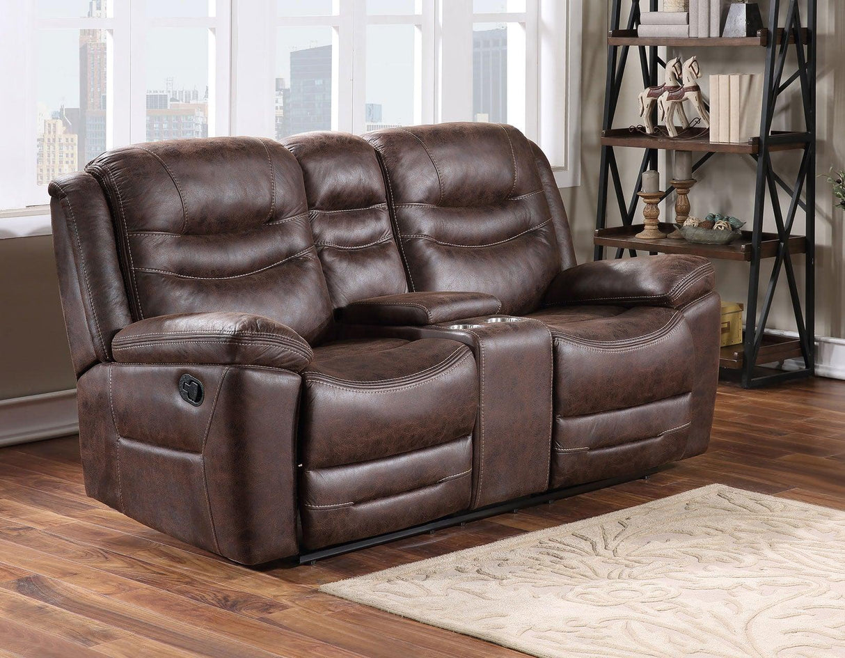 Stetson Manual Reclining Console Loveseat by Steve Silver at Eve Furniture